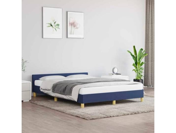 Strapazierfähiger Stoff Schlafzimmer Stützbeine Blau 140 x 200 cm Bettgestell mit Kopfteil ohne Matratze Blau 140x200 cm Stoff Polsterbett Fundament Stabil Schlafzimmer Möbel