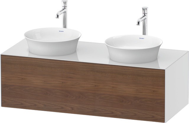 Duravit White Tulip Konsolenwaschtischunterbau wandhängend Amerikanischer Nussbaum & Weiß Matt & Hoc WT4978B77850010