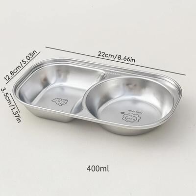 Uplift Picks Stainless Steel Divided Salad Plate Stackable Kids Snack Dessert Plate lion