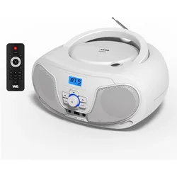 We-Vibe Lecteur Radio CD-USB(MP3)-Bluetooth avec télécommande, 2*2W Blanc (FM, Bluetooth), Radio, Weiss