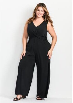 Plus Size Women's Audrey Twist Front Jumpsuit by Avenue in Black (Size 14)