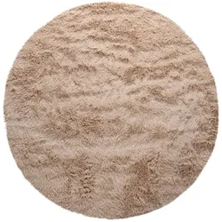HOCHFLORTEPPICH, einfarbig, aus Polyester, Beige, Ø 120 cm