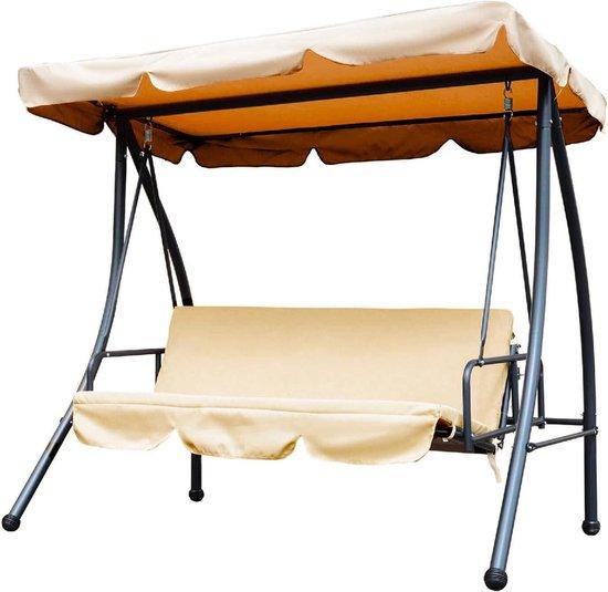 Schwingbank 3-Sitzer mit Dach und Kissen - Anthrazit/Beige