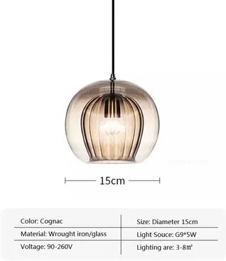 Quick Pick Pro LED Hanging Lamp Modern Glass Pendant Light, Chandelier Lighting Fixtures For Dining Living Room, Home Decor cognac 15cm