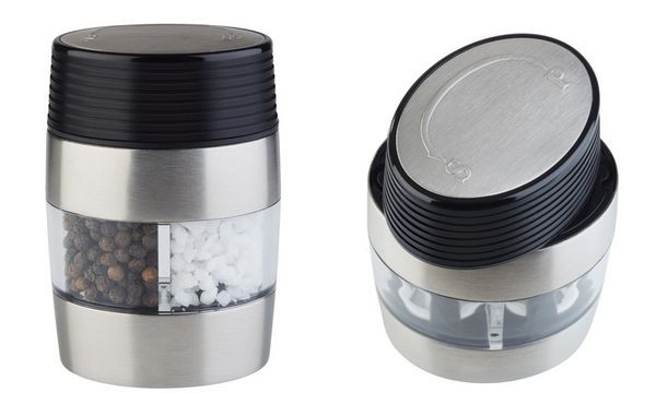 APS 40544 2-in-1 zout- en pepermolen, zilver / transparant