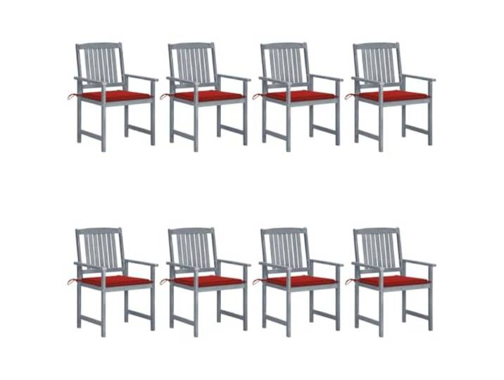 DYRJDJWIDHW Massives Akazienholz mit Kissen Terrassenstuhl Set Grau 8 Stück Gartenstühle mit Kissen 8 Stk. Massivholz Akazie Grau Sitzgruppe Balkon Terrasse Wetterfest Esszimmerstühle