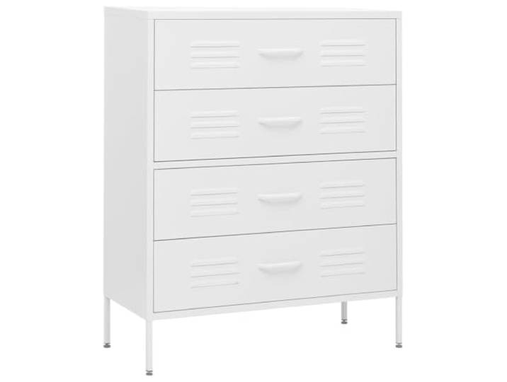Schubladenschrank Weiß 80x35x101,5 cm Stahl Vollauszug, Kugellager, Nivellier, stabiler Stahl, weißes Design