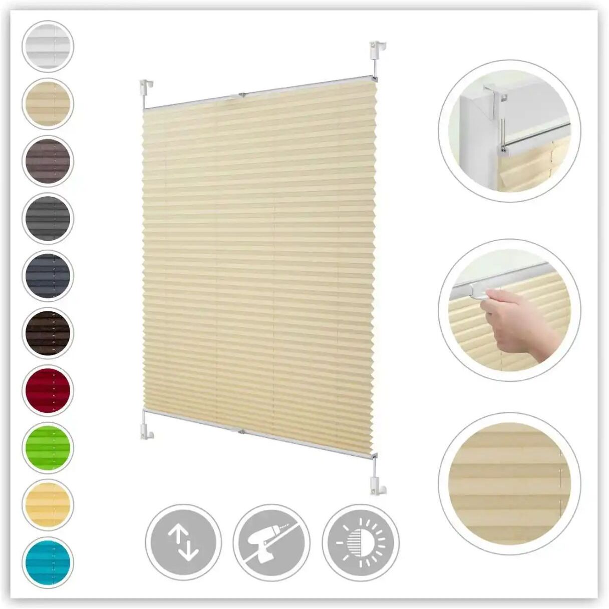 Lichtblick Plissee Klemmfix  verspannt   ¦ beige ¦ Synthetische Materialien ¦