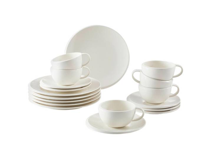 Villeroy & Boch Kaffeeservice New Moon, Weiß, Keramik, 18-teilig, robust, Essen & Trinken, Geschirr, Geschirr-Sets, Kaffeeservice