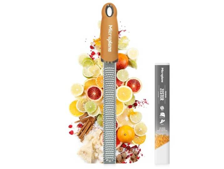 Microplane Râpe à zesteur en couleur Jaune Moutarde pour agrumes\, parmesan\, gingembre\, chocolat et noix de muscade avec lame fine - Fabriqué aux États-Unis