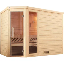 Weka Premium Massivholzsauna Turku 3 - Ohne Ofen - Ganzglastür und Fensterelement