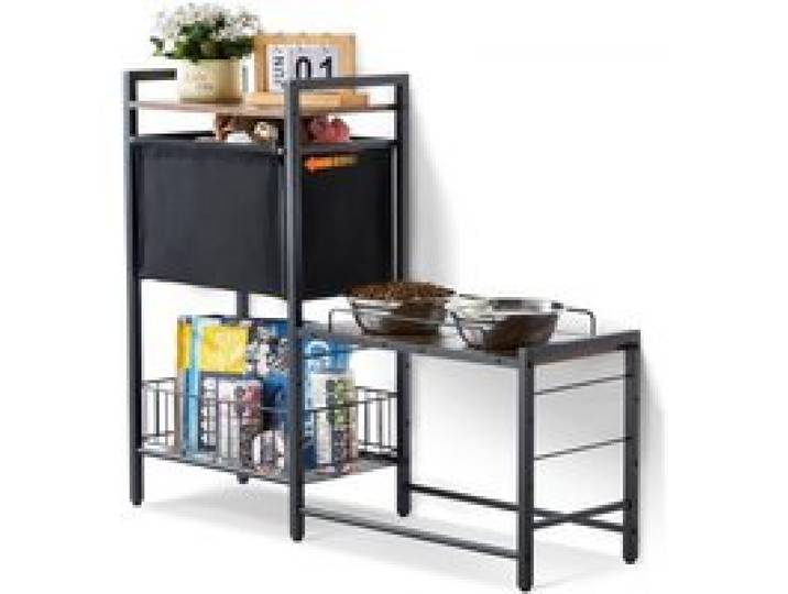 VEVOR Futterstation 92 x 27 x 75cm, erhöhte Hundenäpfe, erhöhter Ständer für Hundenapf, Fressnapf, Hundenapfständer, Napfhalter mit Ablageflächen, Hundebar für große, mittelgroße & kleine Hunde