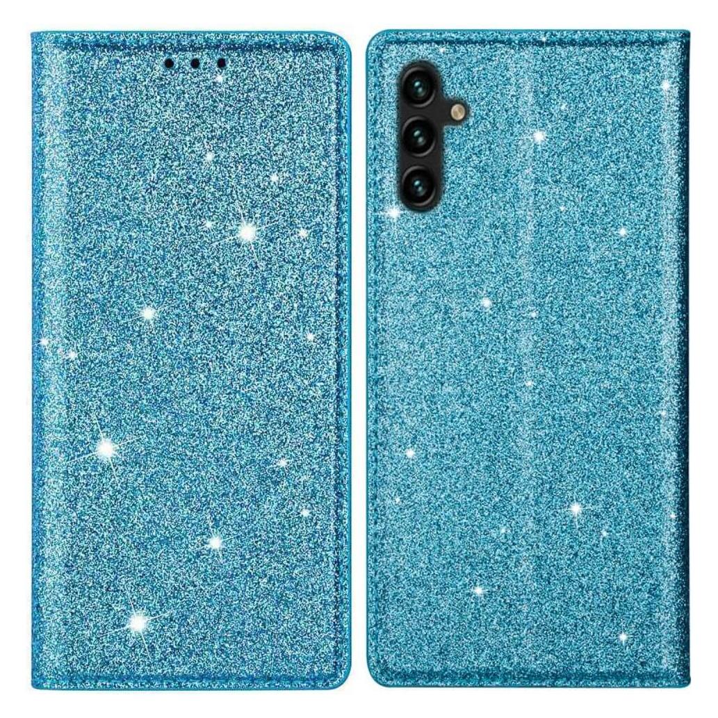 Cover-Discount Galaxy A14 - Flip Case Glitter blau (Samsung Galaxy A14) (660124585B)