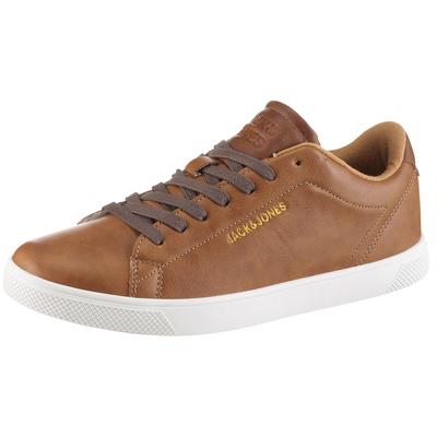 Sneaker JACK & JONES "JFWBOSLEY", Herren, Gr. 41, Textil, braun (cognac), Lederimitat, Schuhe Sneaker, mit heller Laufsohle
