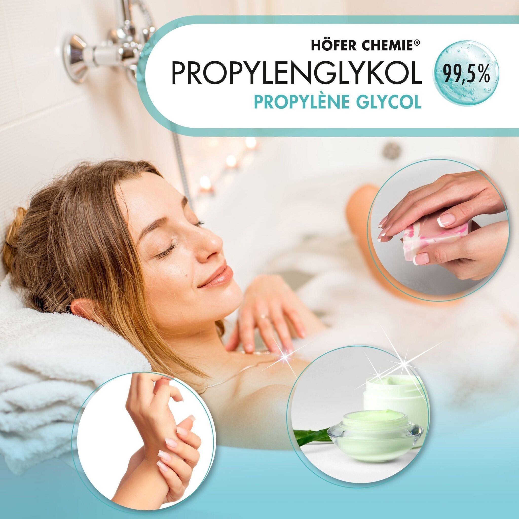 Höfer Chemie GmbH 3x 1 L Propylène glycol 99,5 % de qualité pharmaceutique