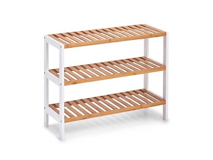 ZELLER PRESENT SCHÖNER LEBEN. PRAKTISCH WOHNEN. Schuhregal m. 3 Ablagen, Bamboo/MDF, weiß