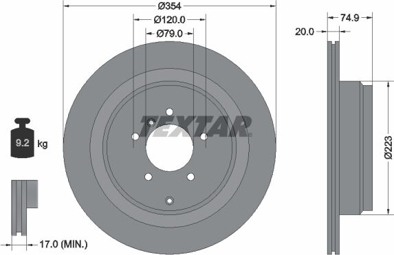 Textar Bremsscheibe Pro 92175503 354mm 20mm Für Land Rover