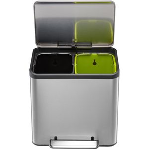 EKO Mülleimer EcoCasa, VB 912831, matt silber, aus Edelstahl, 2 x 15 Liter