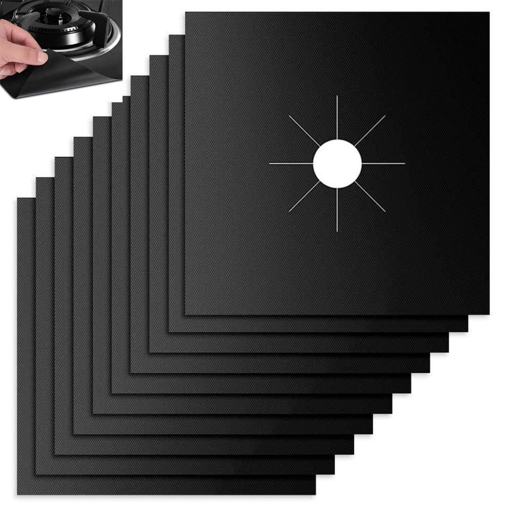 Dripio 10 stuks hittebestendige gasfornuisbeschermers, zwart, 27 x 27 cm