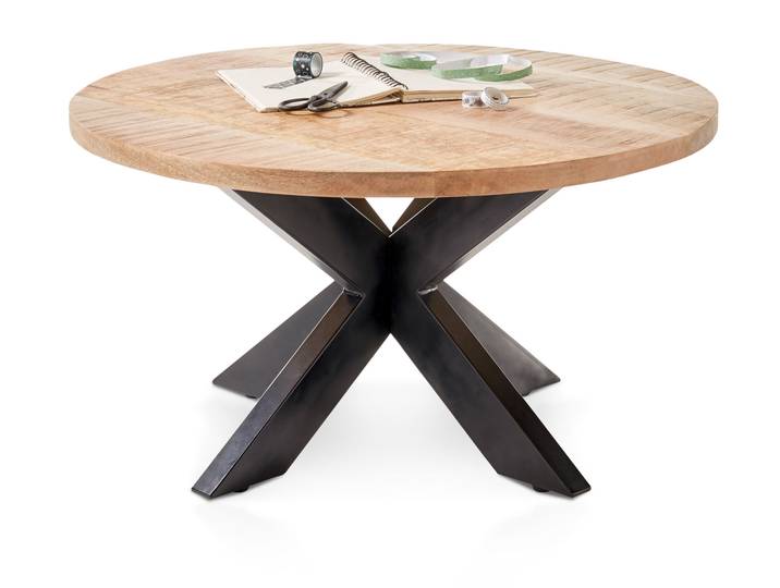 ALMARA Couchtisch, Mango massiv / Metall, schwarz