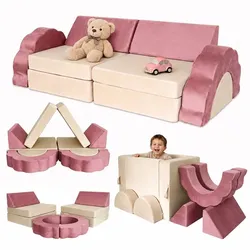 Relaxdays 10-tlg. Kinder Spielsofa modular Pink