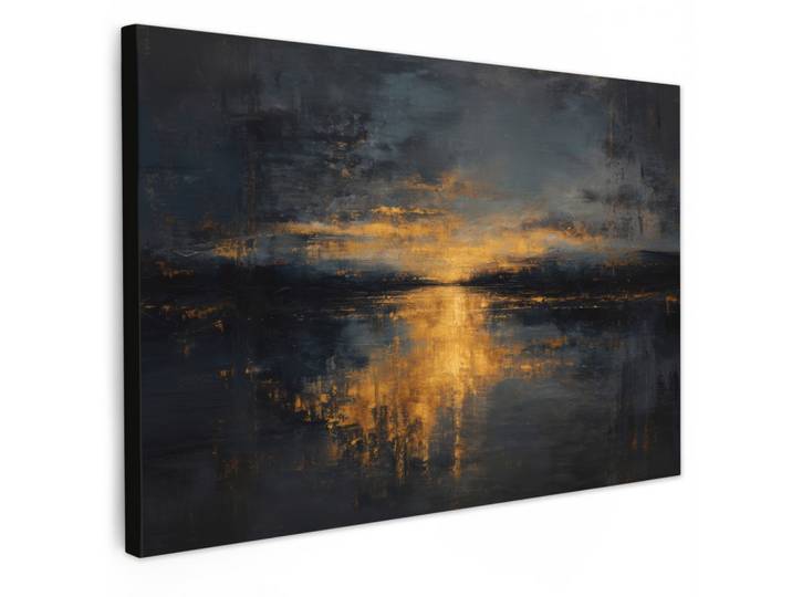 LEINWANDBILD Goldene Reflexion auf dem Wasser Gemälde 60x40 cm