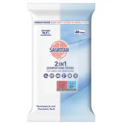 Desinfektionstücher Sagrotan 2in1 Hände und Fläche 40 Stück praktischer Flowpack für zuhause und unterwegs