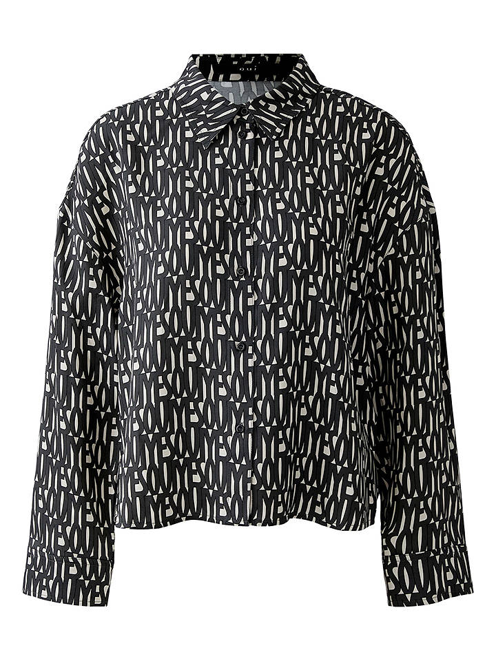 Oui Bluse in Schwarz/ Creme - 36