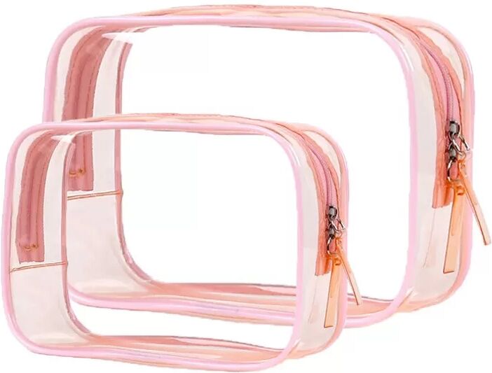 INF Transparentes Kosmetiktaschen-Set: Wasserdichte Reise-Organizer für Make-up und Toilettenartikel Rosa