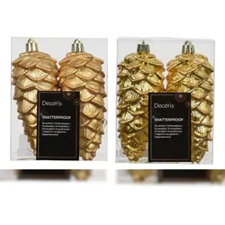 Christmas Decorations 2 Christbaumschmuck Zapfen Kunststoff 12cm bruchsicher mit Glitzer Christbaumkugeln Weihnachtsbaumkugeln Christbaumschmuck Weihnachtsbaumschmuck Gold