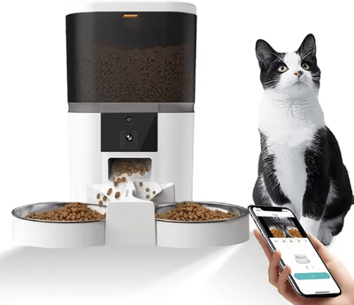 Inspire Curations SmartServe 4L HD Camera Automatic Pet Feeder double Meal White 4l