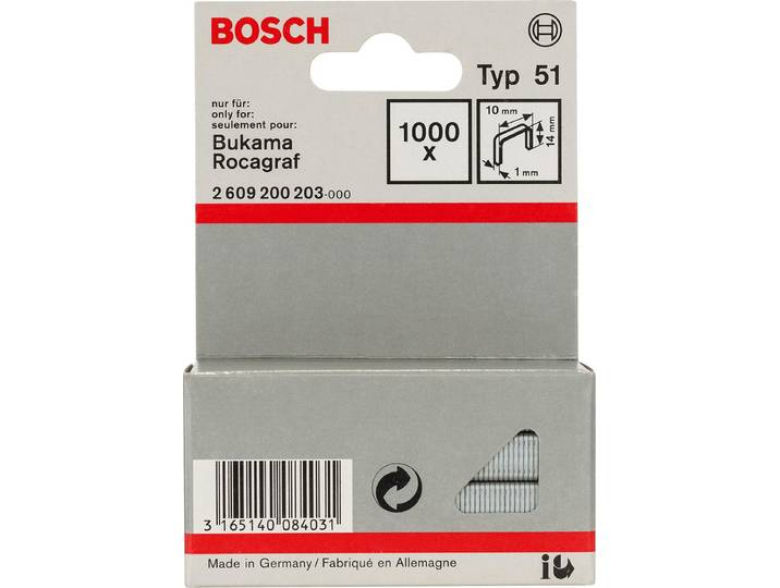 Bosch 1000 agrafes 14/10 mm type 51