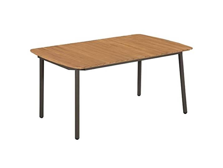 Garten-Esszimmer-Set, 7-teilig, Akazientisch und Stühle aus PE-Rattan Stapelbar, wetterfest, Kapazität 110 kg pro Sitz, Reinigung mit milder Seife