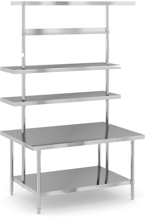 B2B Partner Edelstahl-Arbeitstisch mit Aufsatz, 1200 x 850 x 2100 mm