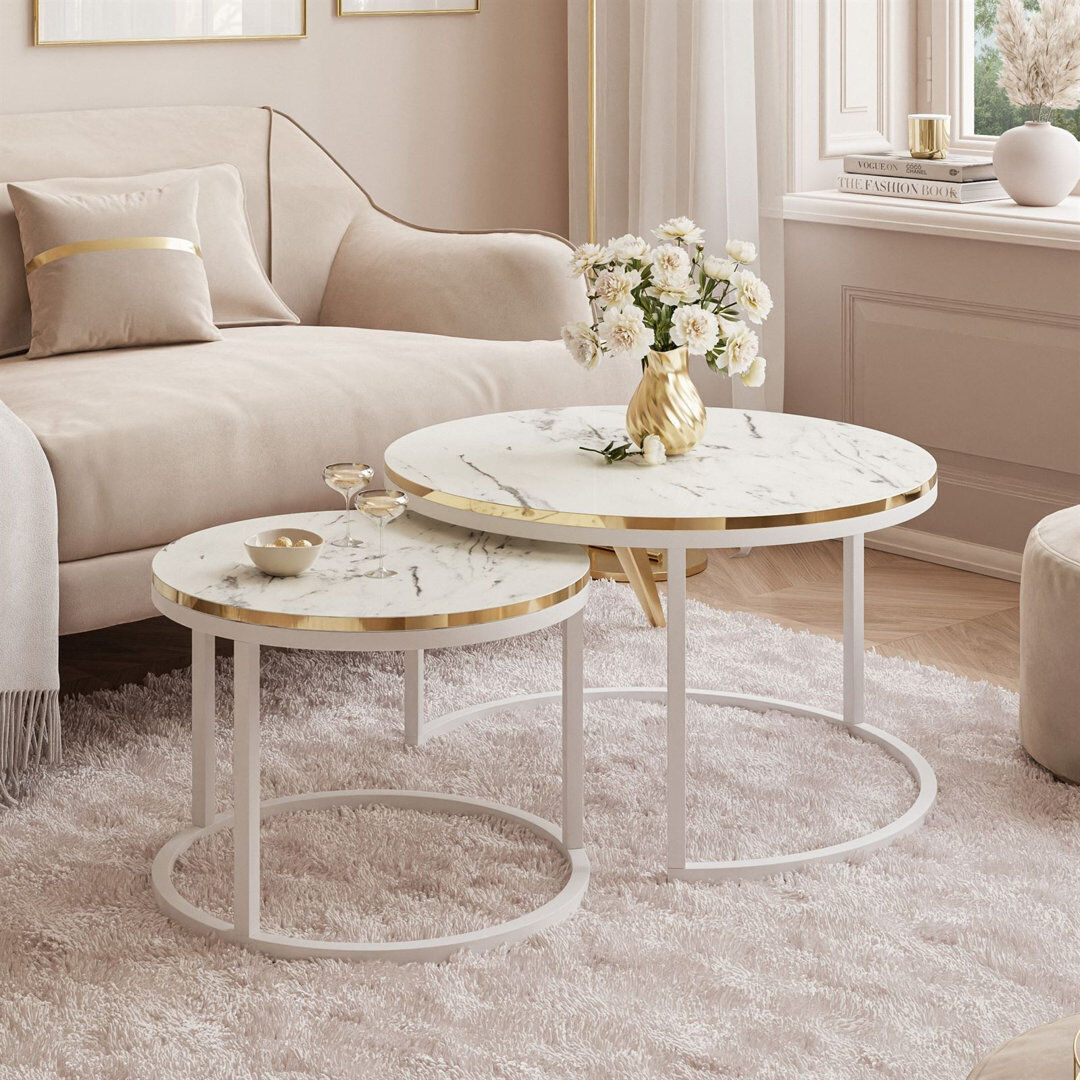 Fairmont Park Coffee Table Carrara Marble/White