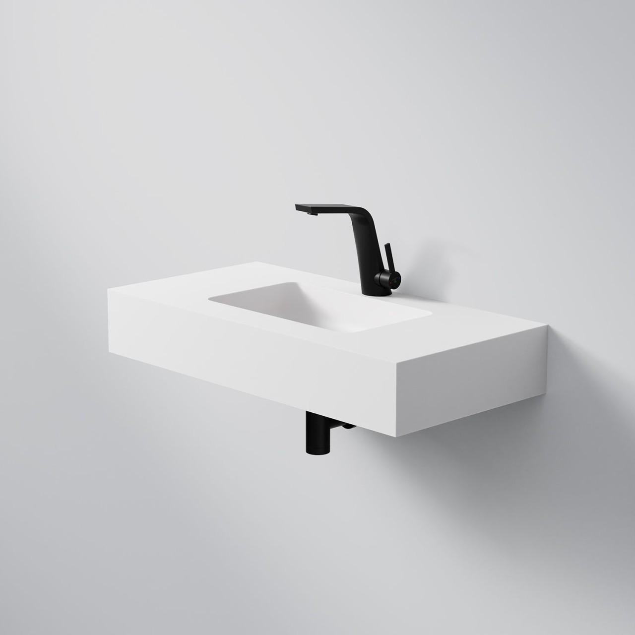 Steinberg Serie 444 Waschtisch Wandwaschtisch aus Mineo Stone, matt white, 444 7020 W 444 7020 W