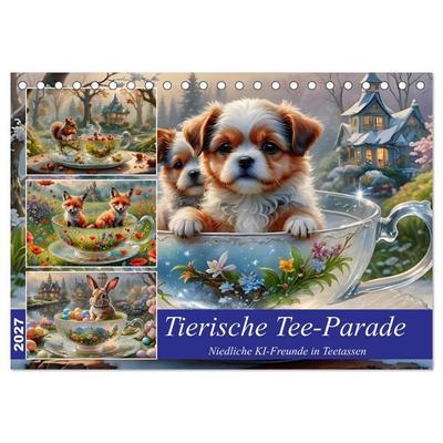 Tierische Tee-Parade (Tischkalender 2027 DIN A5 quer), CALVENDO Monatskalender