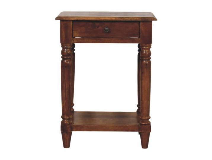 BEISTELLTISCH Rich-Kastanien-Finish, 1 Schublade, 1 großes Regal, Braun