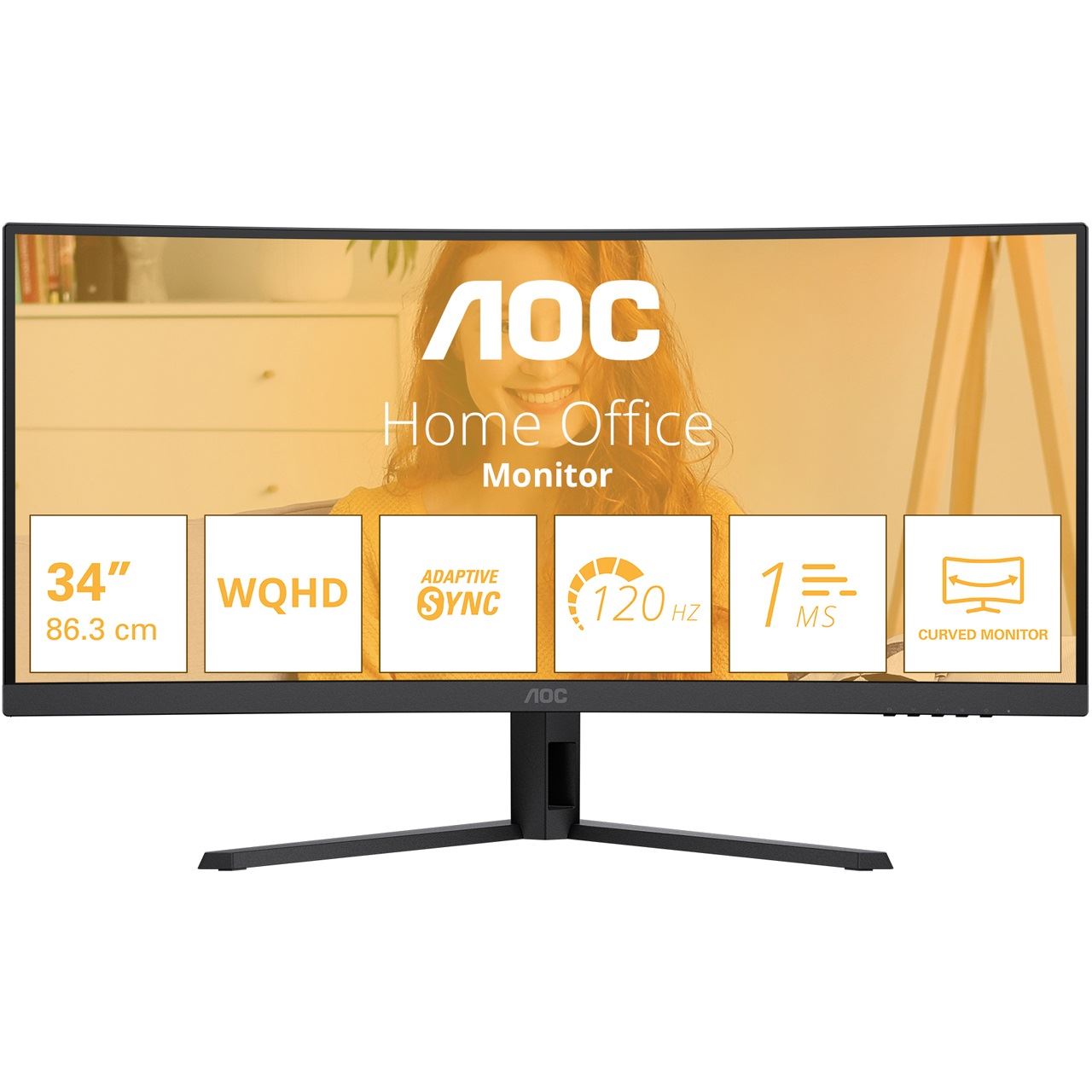 34" (86,36cm) AOC CU34B3E schwarz 3440x1440 1xDisplayPort 1.4 / 1xHDMI 2.0
