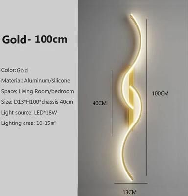 Uplift Picks Modern Linear LED Wall Light Minimalist Wall Sconce gold (100 Cm) stepless Dimming