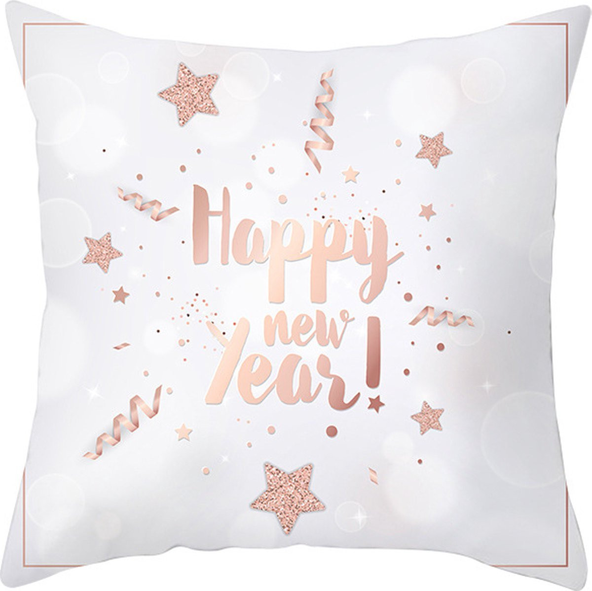Without Lemon Kerst Kussenhoes - Wit met Roze Happy New Year