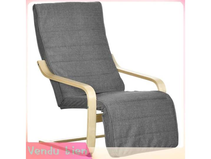 LIA Fauteuil relax bois massif gris 94x66 5x100cm