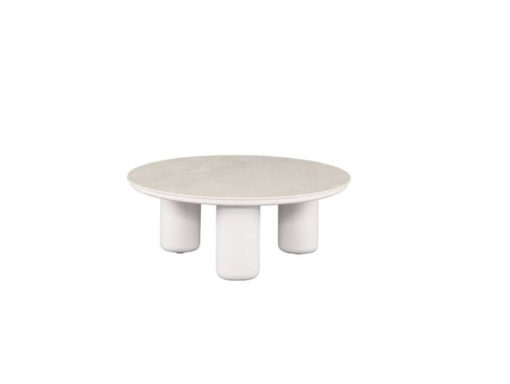 Table basse blanche en aluminium D80 x H32.5 cm