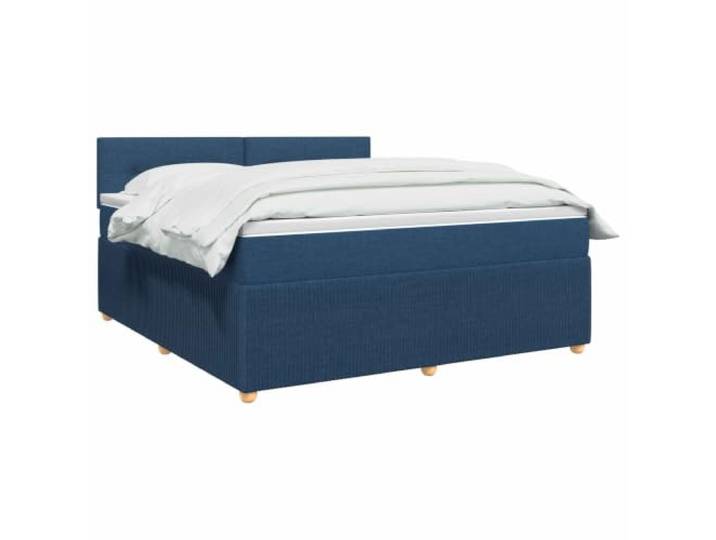 vidaXL Boxspringbett mit Matratze mit Kopfteil Blau 180 x 200 cm Stoff