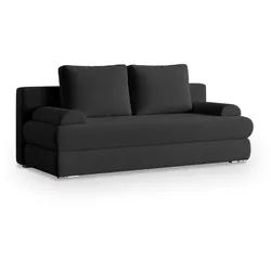 SCHLAFSOFA ASPERO Schwarz Plüsch-Stoff mit Schlaffunktion
