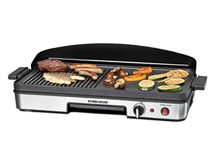 ROMMELSBACHER Tafelgrill BBQ 2003 - Turbo-grillzone, 3-laags anti-aanbaklaag, grilloppervlak 50 x 25 cm, 1900 watt