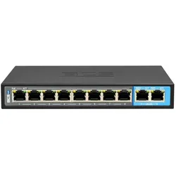 BCS BCS-B-SP08G02G 8-Port PoE Switch 1Gbps mit exPoE-Technologie (10 Ports), Netzwerk Switch, Schwarz