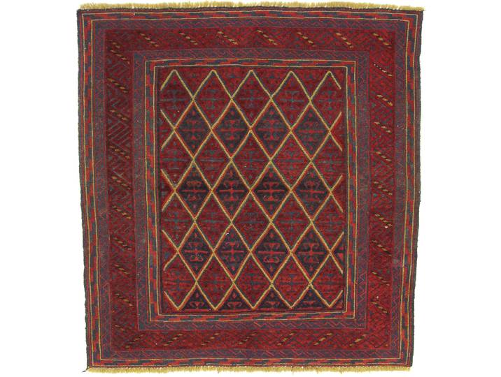 Afghan Nimbaft Teppich 112x125 Handgewebt Orientteppich Quadratisch Wolle