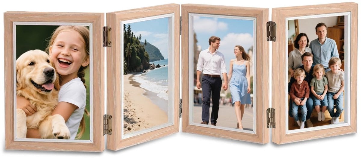 Dailygoods Houten Fotolijst voor 4 Foto's - 10 x 15 cm