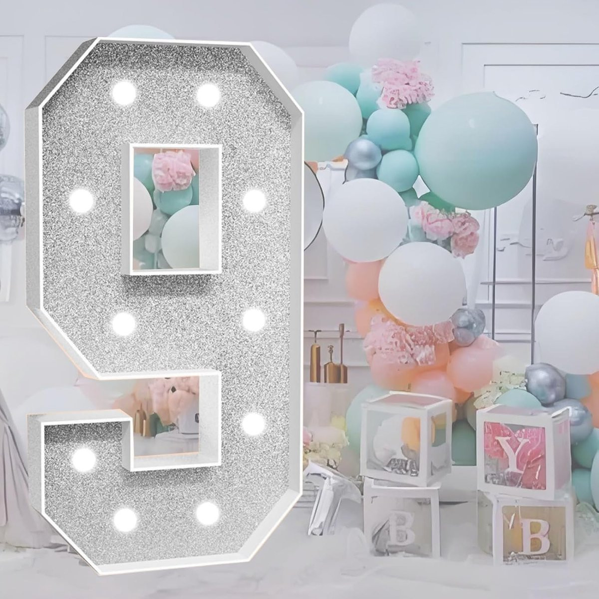 Lichtgevende LED Cijfers en Letters Decoratie Verlichting in Zilver, Hoogte: 70 cm